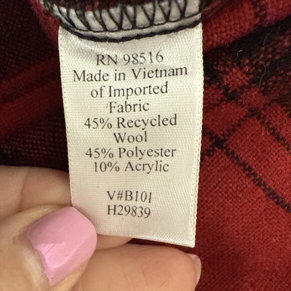 Coldwater Creek Womens Petite L Wool Chic Plaid Oversized Boxy Poncho Shacket - Picture 5 of 9